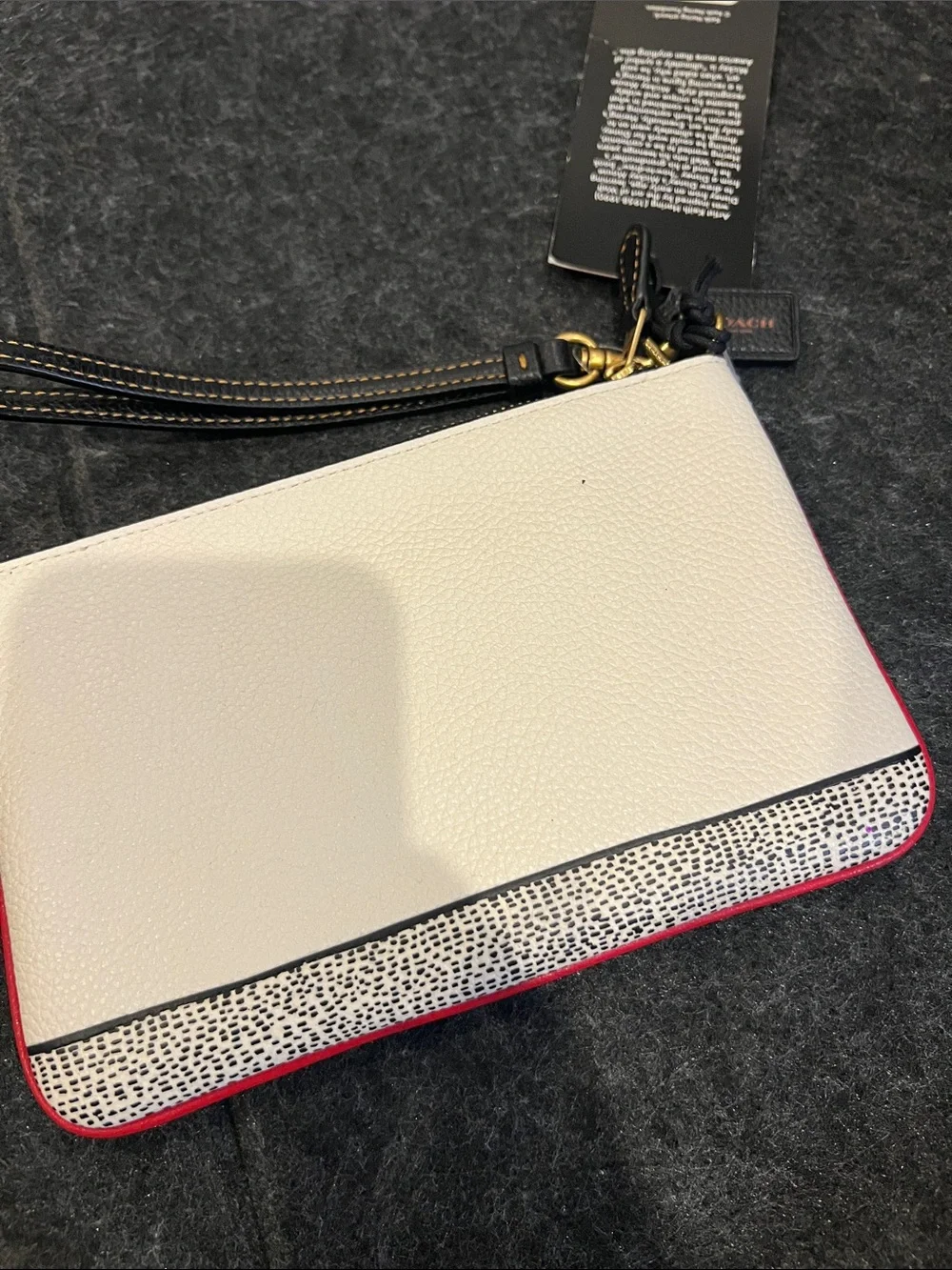 Coach White Leather Mickey Mouse Wristlet with Red and Black Kieth Haring NWT